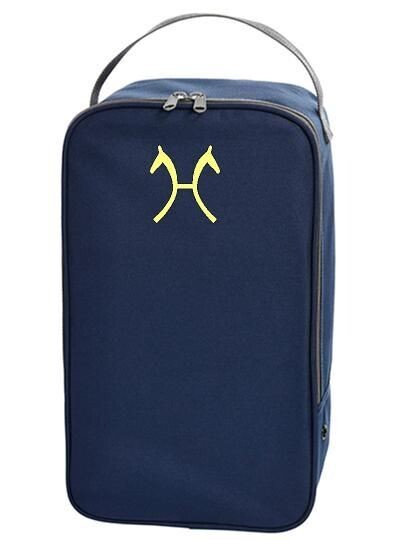 Schuhtasche, 
dunkelblau mit Logo