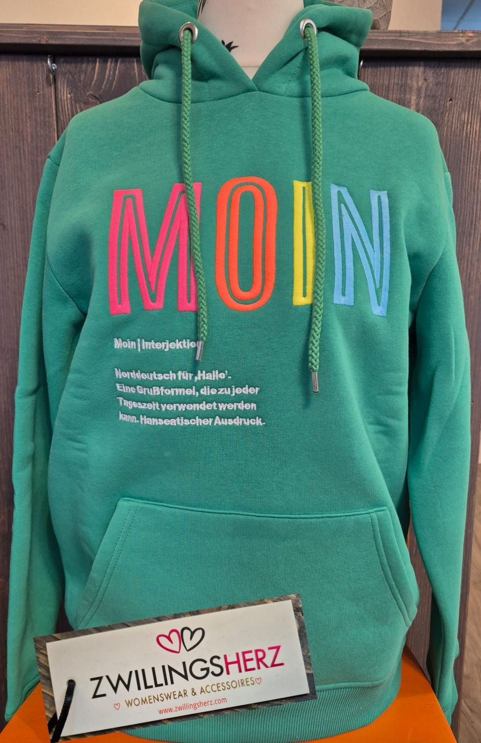 Zwillingsherz Hoodie  "MOIN" Gr. L
