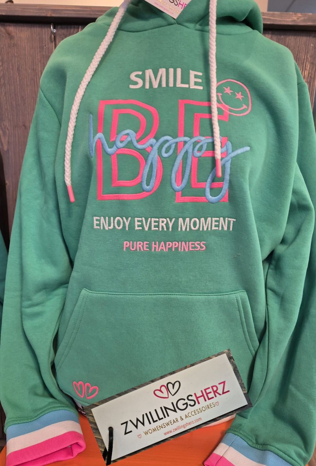 Zwillingsherz Hoodie  "Be happy" Gr. L