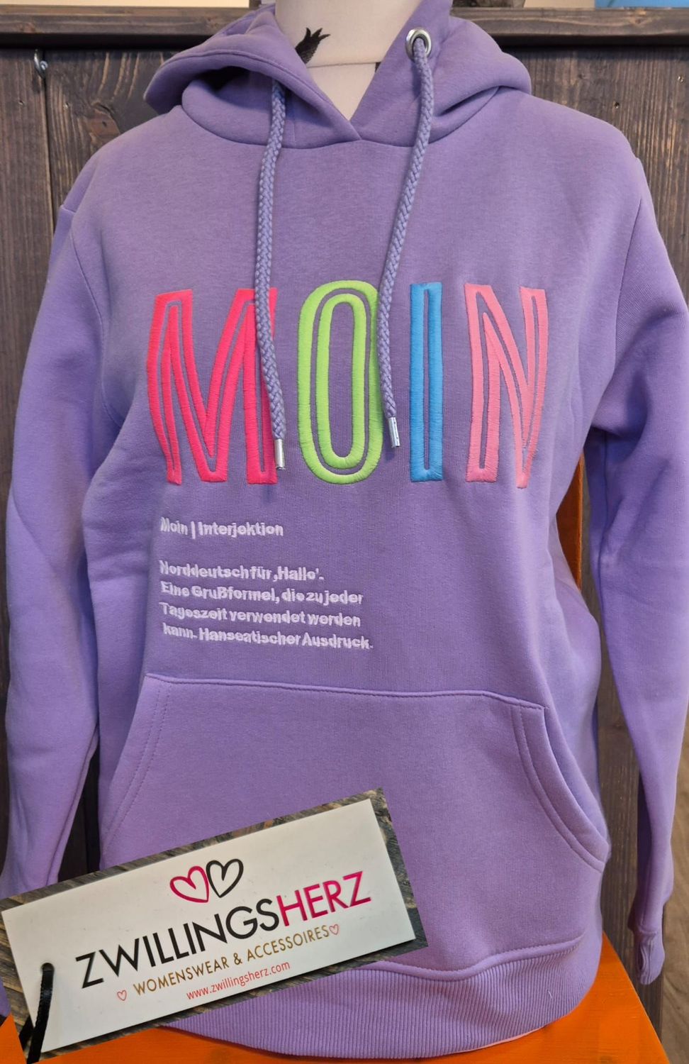 Zwillingsherz Hoodie  "MOIN" Gr. S