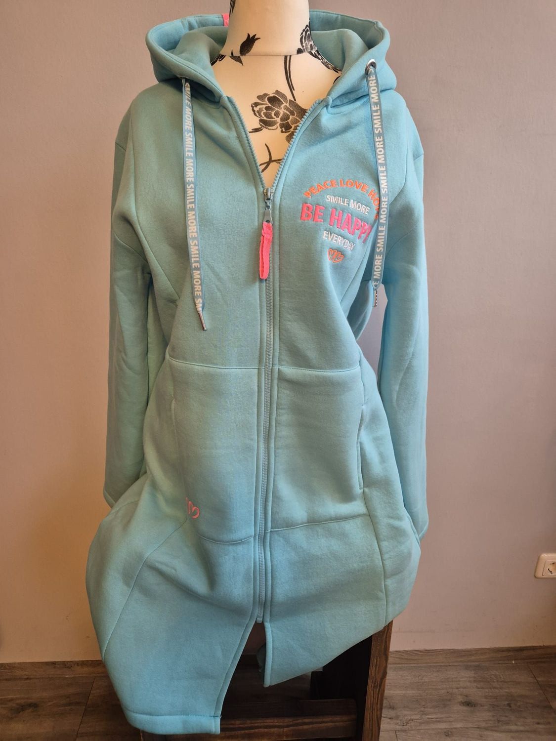 Zwillingsherz Hoodiejacke  "Be Happy" Gr. XL