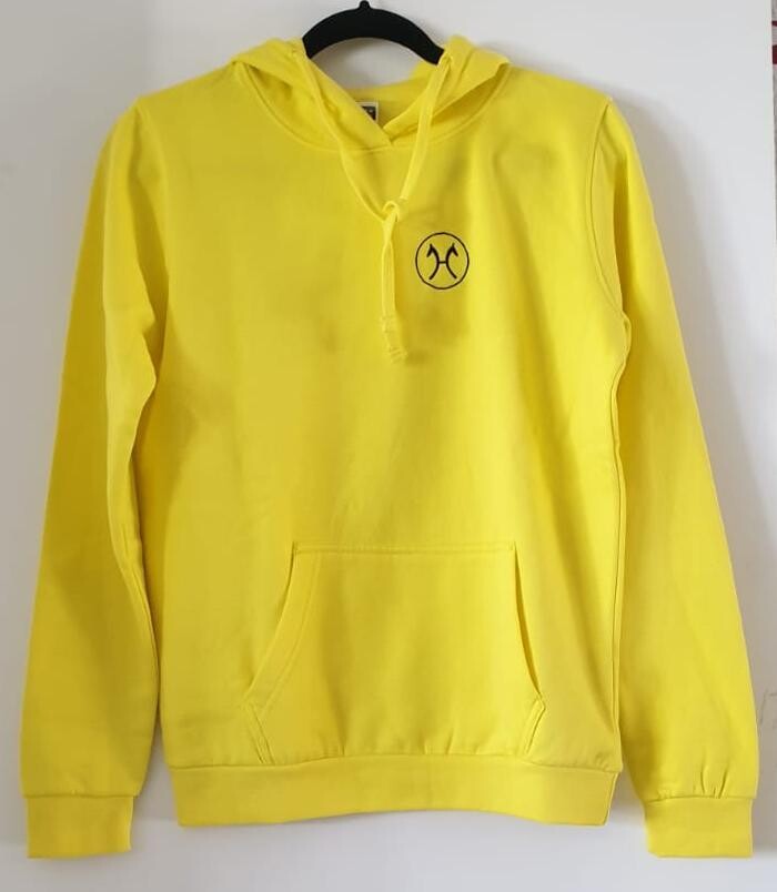 Hooded Sweat gelb mit Stick vorne Gr. 158/164 Hooded Sweat gelb mit Stick vorne Gr. 158/164