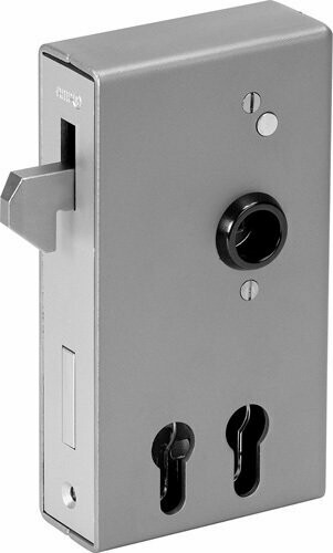 AMF 140SD Schiebetor-Schlosskasten für zwei Profilzylinder, blank