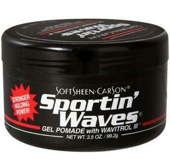 SOFTSHEEN CARSON MAGIC SPORTIN&#39; WAVES 3.5oz, STRENTGH/COLOR: SOFTSHEEN CARSON MAGIC SPORTIN&#39; WAVES GEL POMADE WITH WAVITROL III BLACK 3.5oz