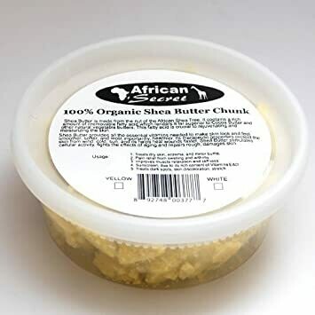 African Secret 100% Organic Shea Butter 8oz -  Chunk/White