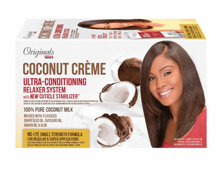 AFRICA&#39;S BEST ORIGINALS COCONUT CREME ULTRA-CONDITIONING RELAXER NO-LYE SINGLE STRENGTH FOR REGULAR &amp; SUPER - 1 APPLICATION