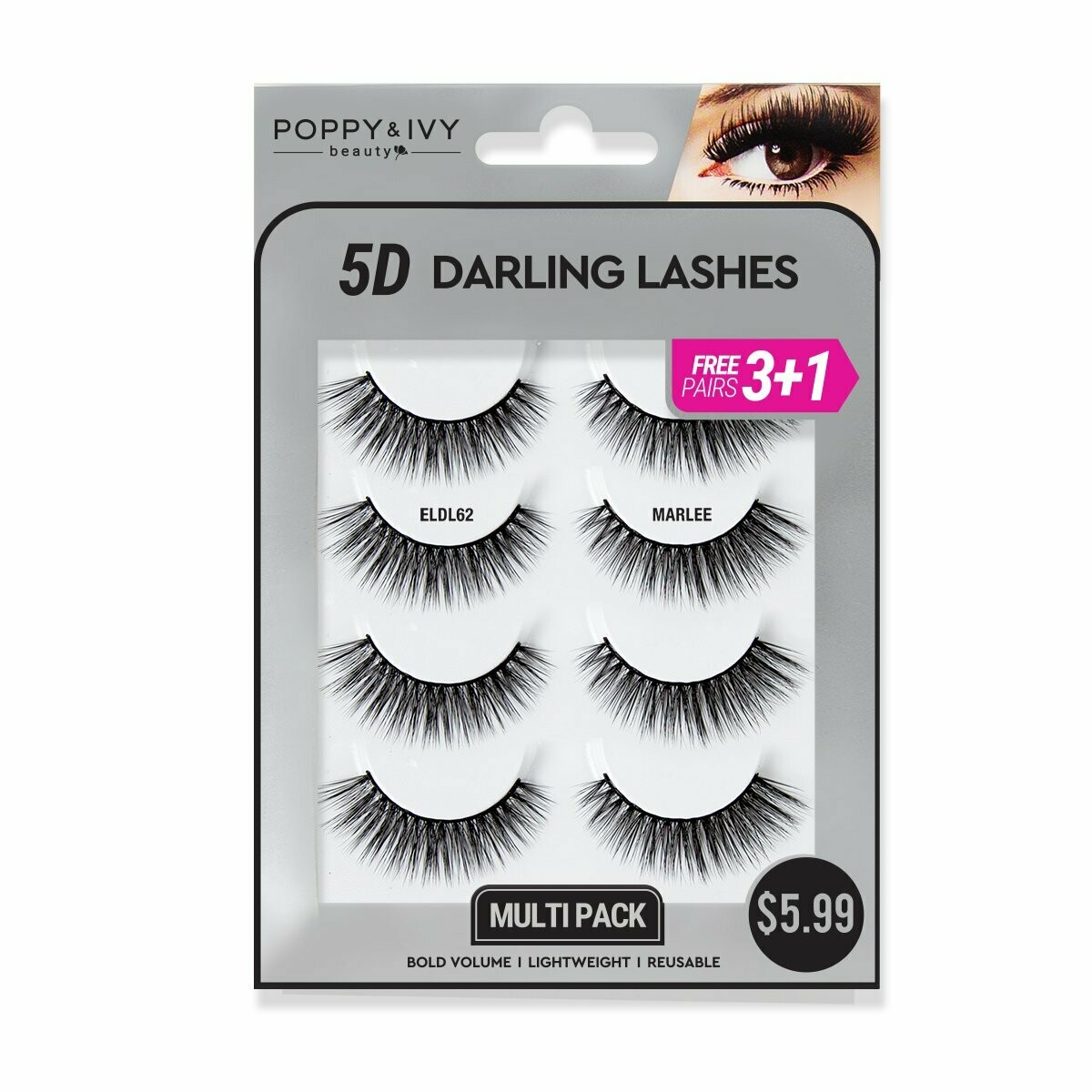 ABSOLUTE 5D DARLING LASHES 3+1 MULTI PACK ELDL62 - MARLEE