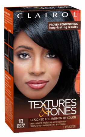 CLAIROL TEXTURES &amp; TONES PERMANENT HAIR COLOR, COLOR: 1B - SILKEN BLACK
