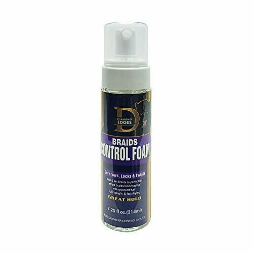 Diamond Edges Black Panther Strong Braid Control Foam Mousse For Cornrows, Locks &amp; Twist 7.25oz