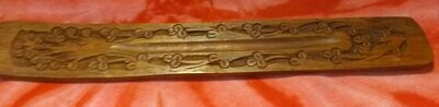 Brown Wood Carved - Incense Ash Catcher for 11 inch sticks - Incense Burner