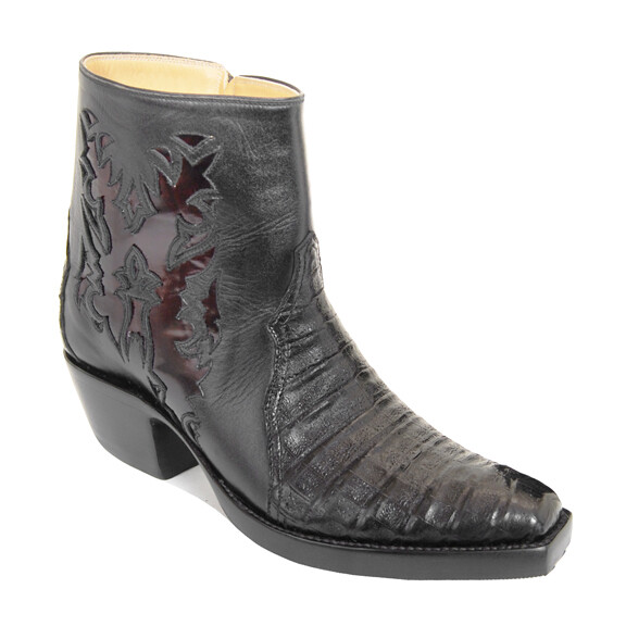"The Shuffler" Smooth Caiman Crocodile Ankle Boots