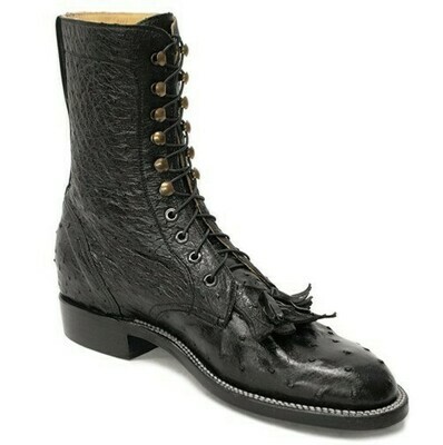 Full Quill Ostrich Lace-Up Packer Boots