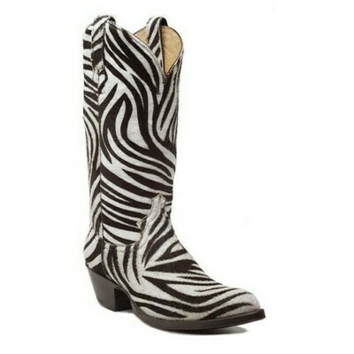 Zebra Hair-On Top & Bottom Cowboy Boots