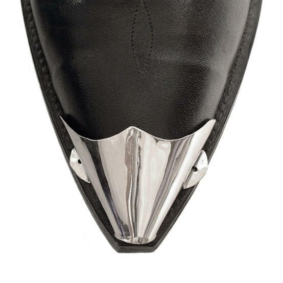Black cowboy boots with silver tips best sale