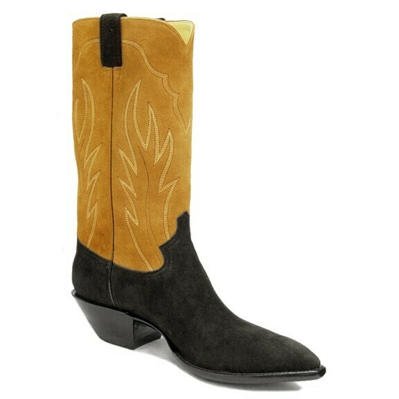 Black & Tan Suede Cowboy Boots