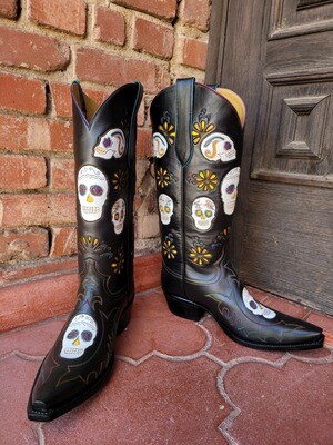 11C Ladies Candy Skull Cowboy Boots Closeout