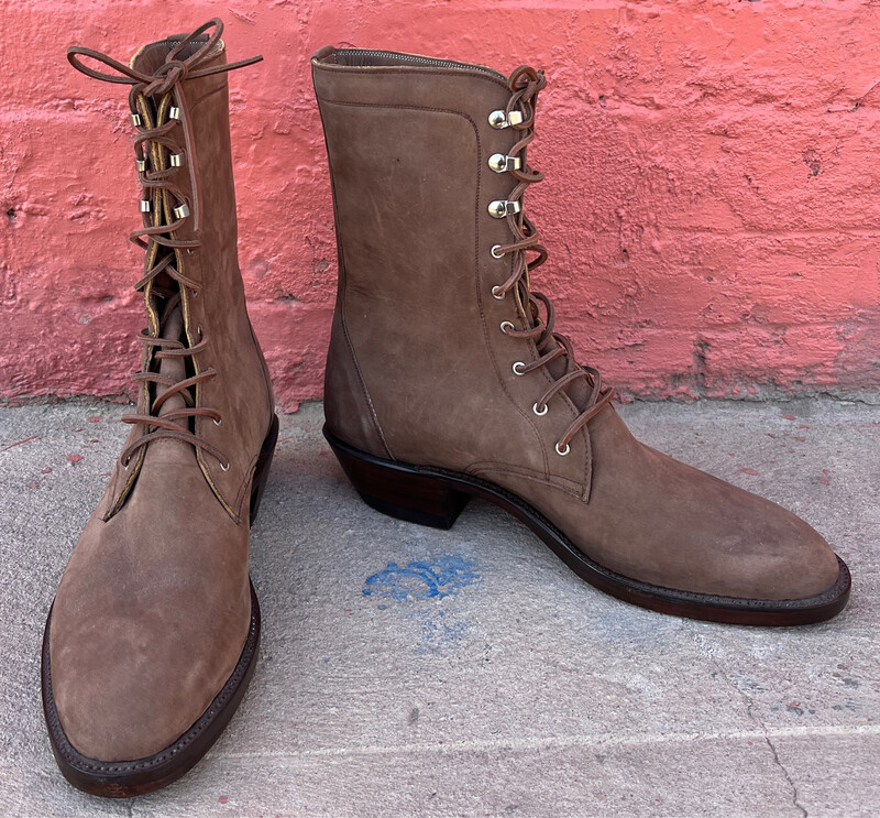 buster black crocodile lace up boots