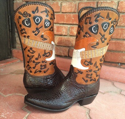 Audiophonic Hand-Tooled Cowboy Boots
