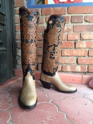 Tall Tooled One Hand-Tooled Cowboy Boots