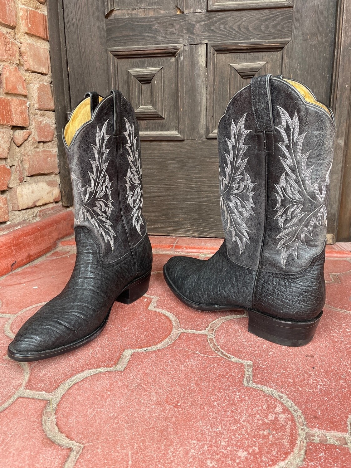 8D Men's Black Elephant Cowboy Boots (Closeout)