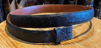 Black Full Quill Ostrich Belt Size 48, 1-1/4" Width (Closeout)