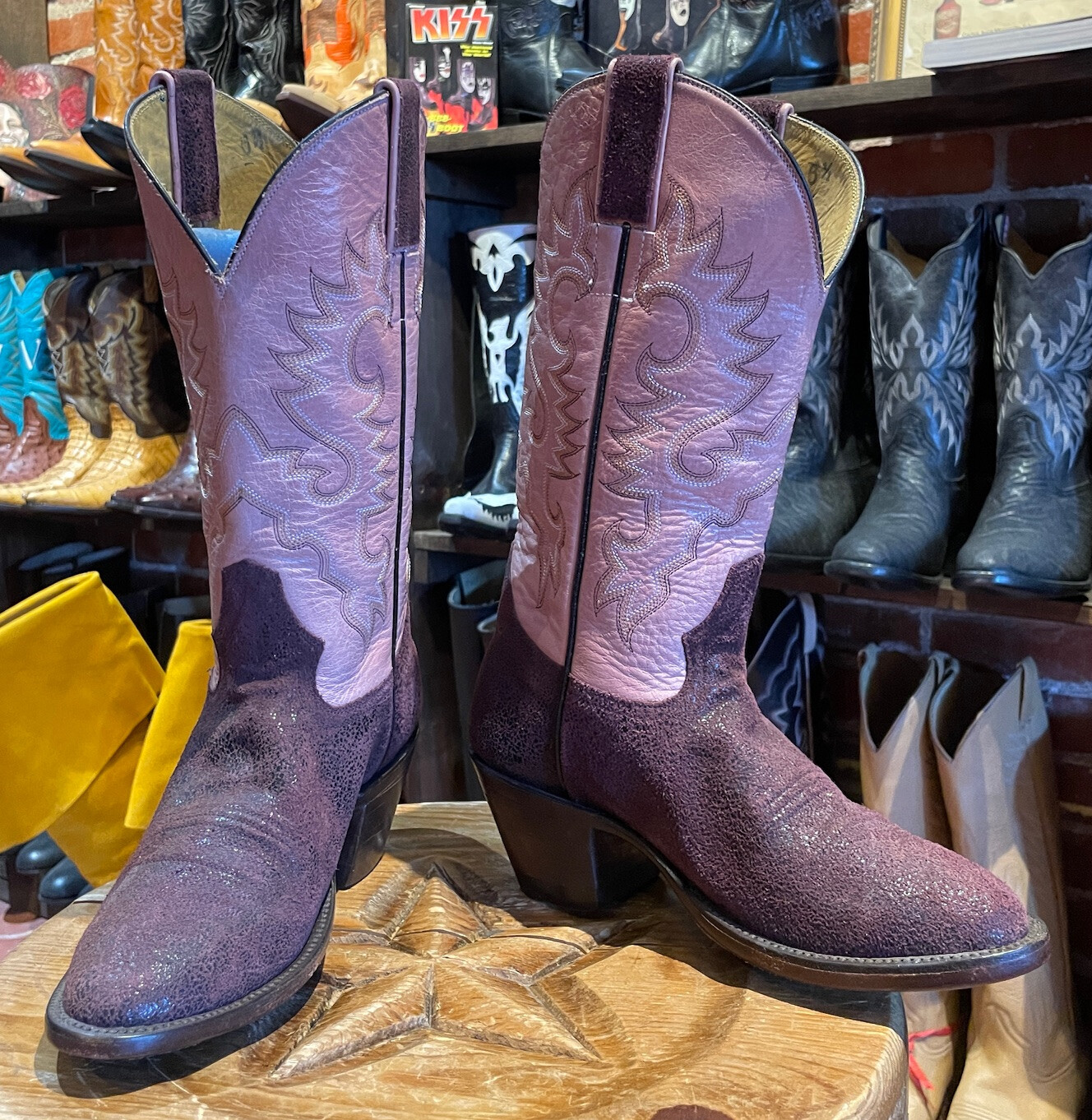 6.5B Ladies Distressed Purple Cowboy Boots Closeout