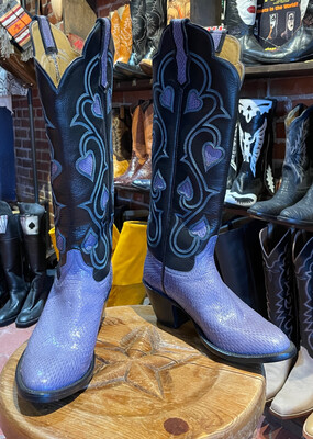 8.5B Ladies Purple Cobra Snake Cowboy Boots Closeout
