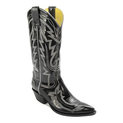 Patent Leather Rose Cowboy Boots