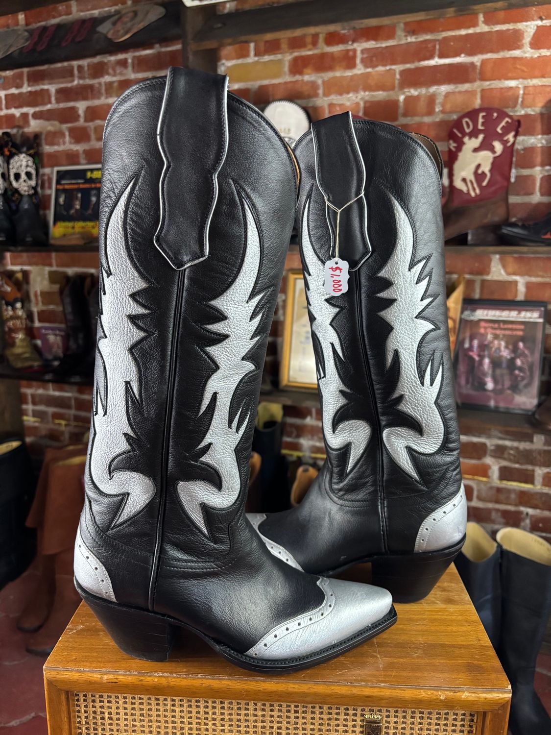 9D Relampago Silver Cowboy Boots