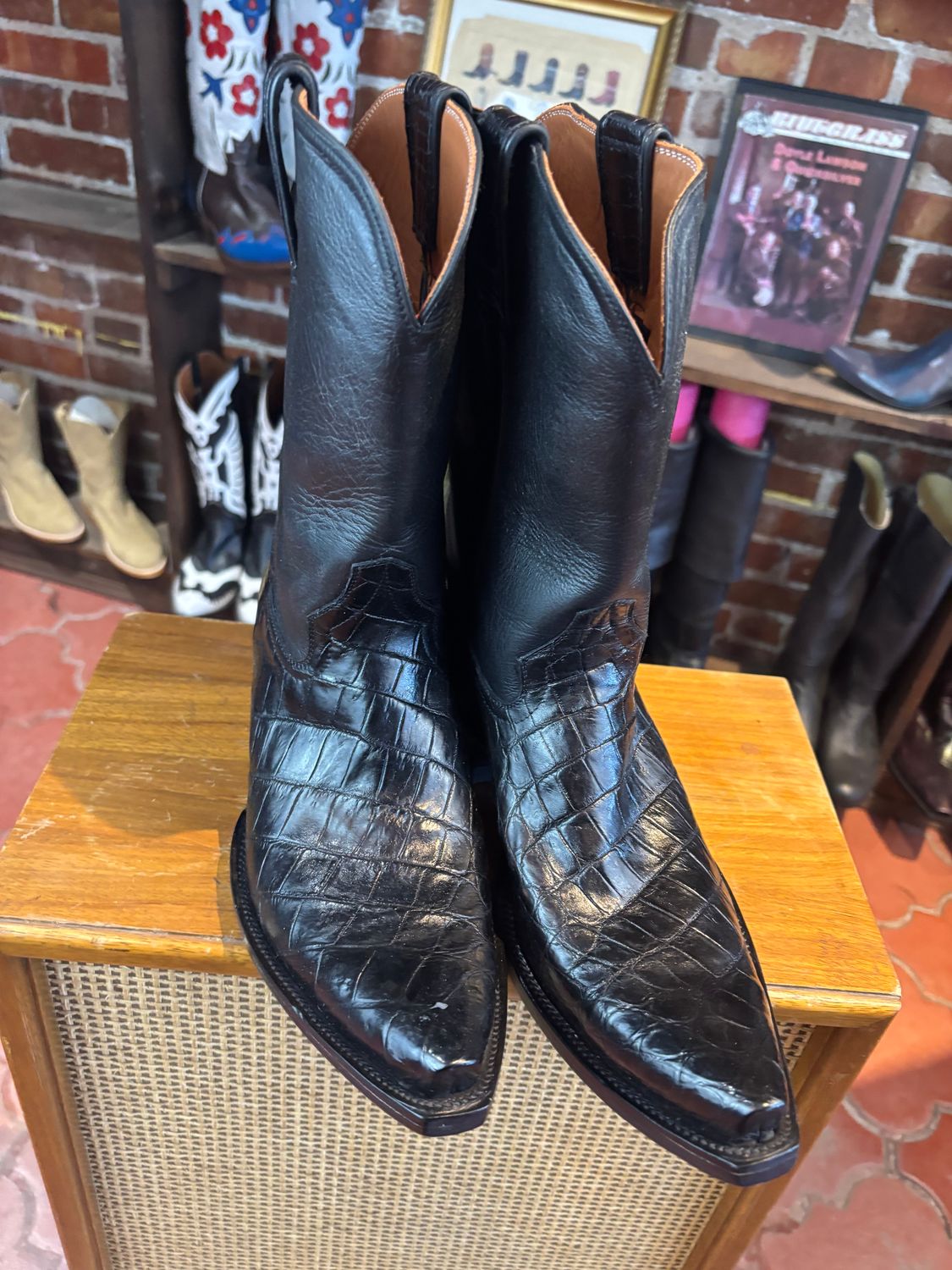 10 B Black Alligator Nile Cowboy Boots (Closeout)