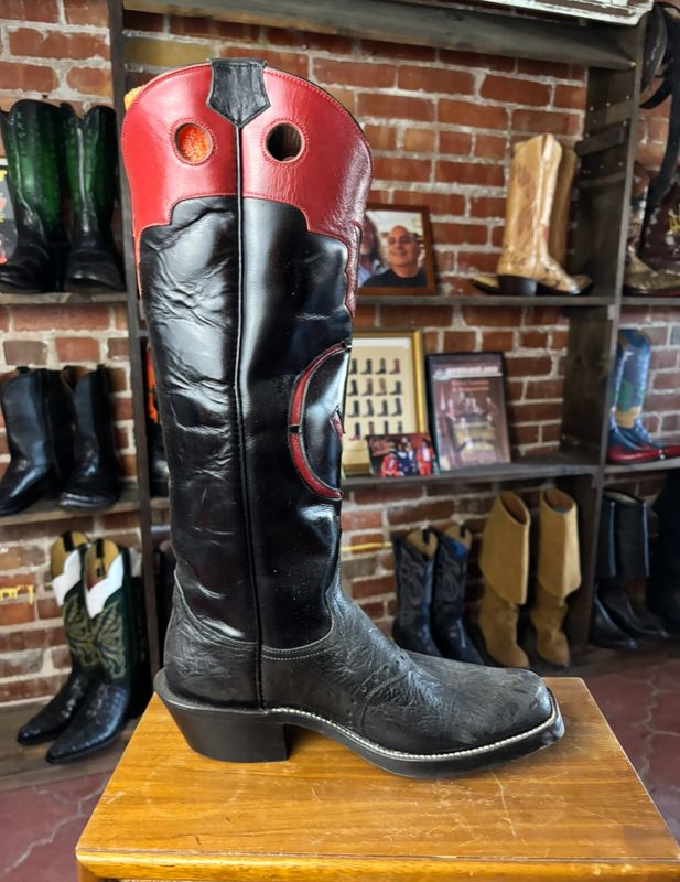 Black Bullhide With Red 17"Tall Boots Size 9 1/2 D Men's (Closeout)