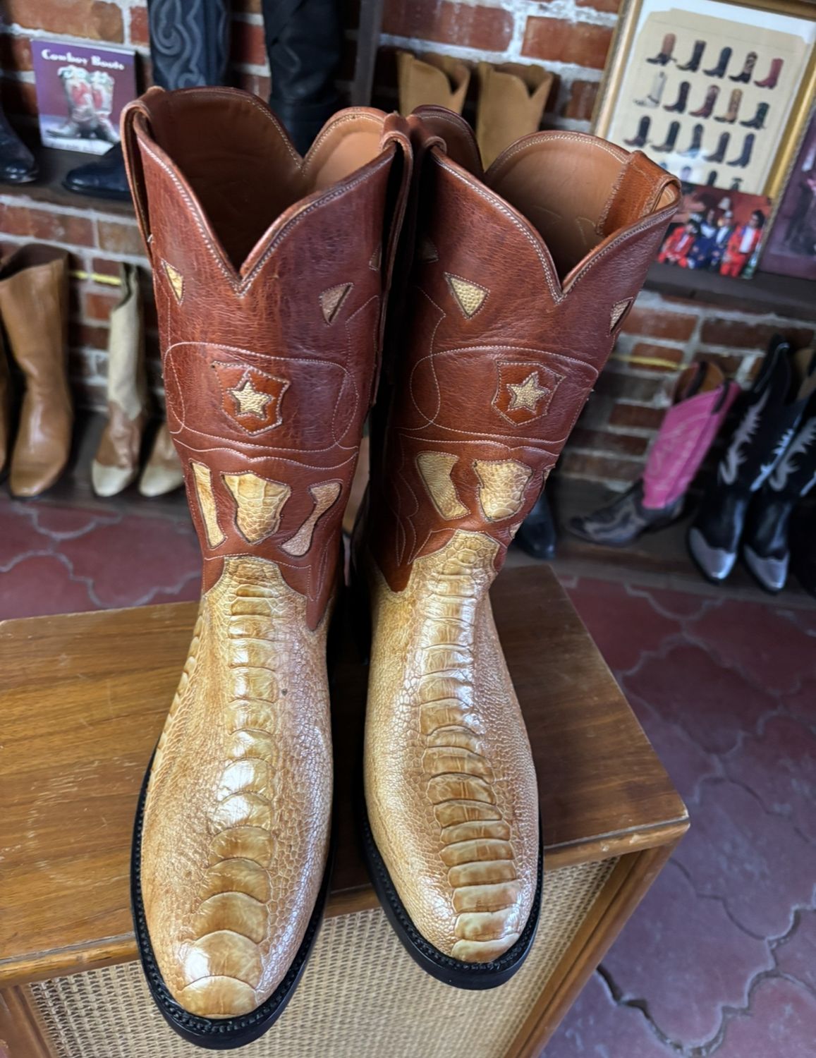 Big eye Ostrich Leg Roper Boots