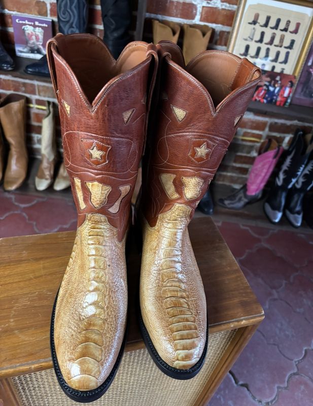 Big eye Ostrich Leg Roper Boots