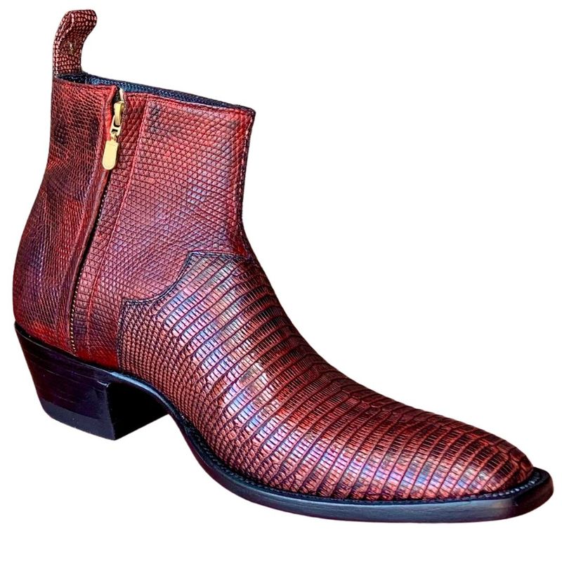 Black Cherry Ringtail Lizard Ankle Boots