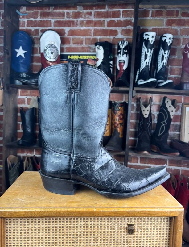 10B Black Alligator Nile Cowboy Boots (Closeout)