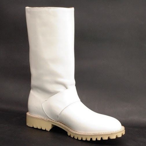 Biker Scout White Leather Boots