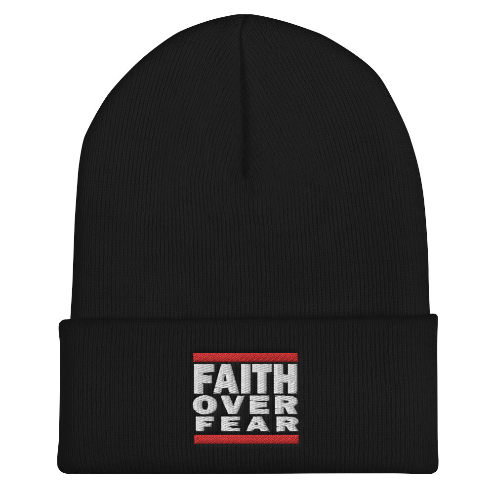 Faith Over Fear Cuffed Beanie, Color: Black