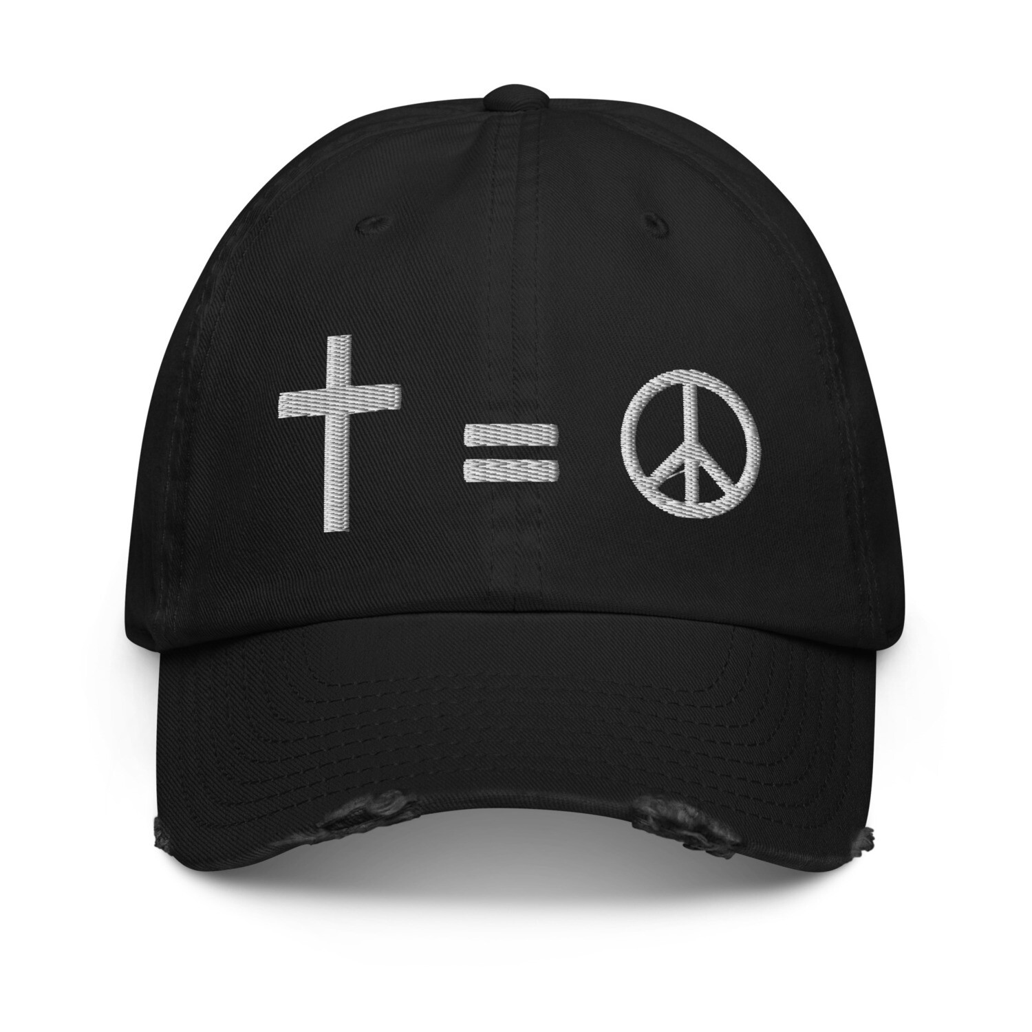 The Cross Equals Peace Distressed Dad Cap, Color: Black