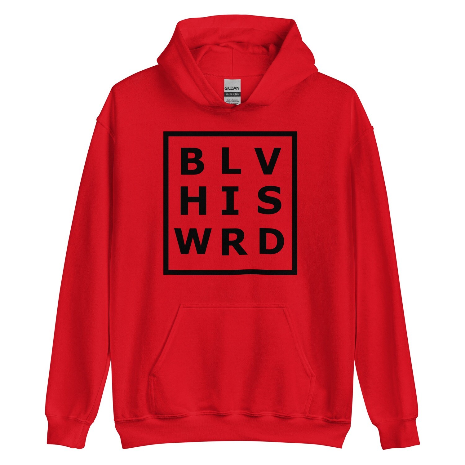 Large Size BLV HIS WRD Unisex Hoodie, Color: Red, Size: S