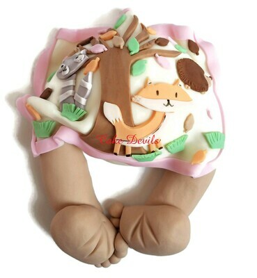 Woodland Creatures Baby Butt Baby Shower Cake Topper
