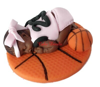 Fondant Baby Boy Basketball Cake Topper, Sleeping Baby Shower Cake Decoration
