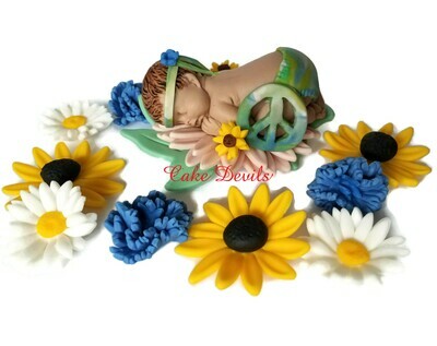 Flower Child Fondant Baby Shower Cake Topper