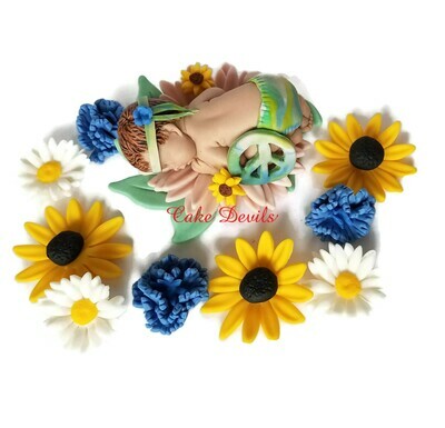 Flower Child Fondant Baby Shower Cake Topper