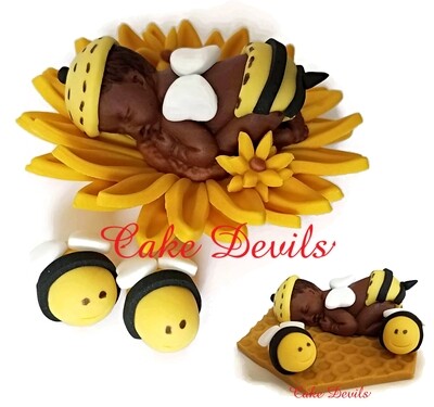 Bumble Bee Fondant Baby Shower Cake Topper