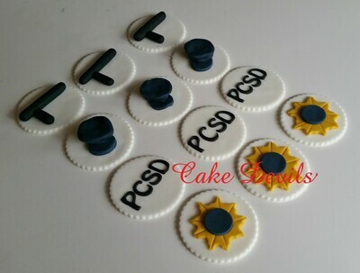 Police Officer Fondant Cupcake Toppers Decorations