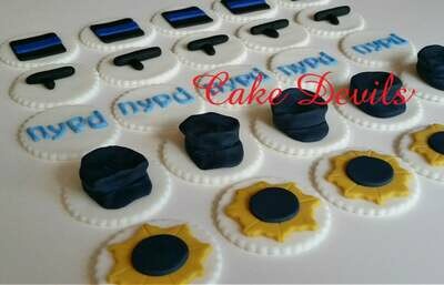 Police Officer Fondant Cupcake Toppers Decorations