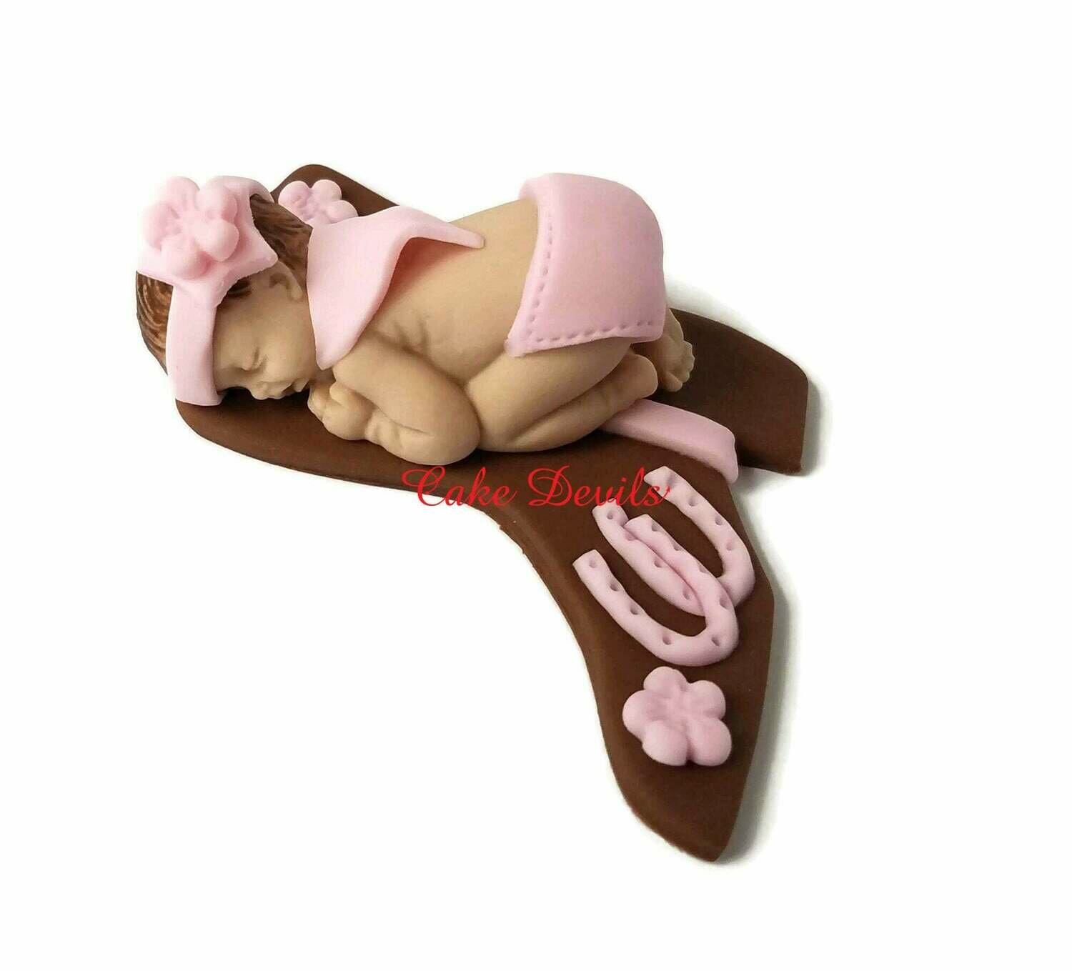Fondant Cowgirl Baby Shower Cake Topper