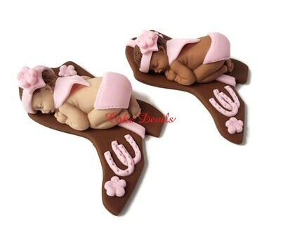 Fondant Cowgirl Baby Shower Cake Topper