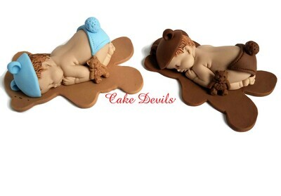 Fondant Teddy Bear Baby Shower Cake Topper