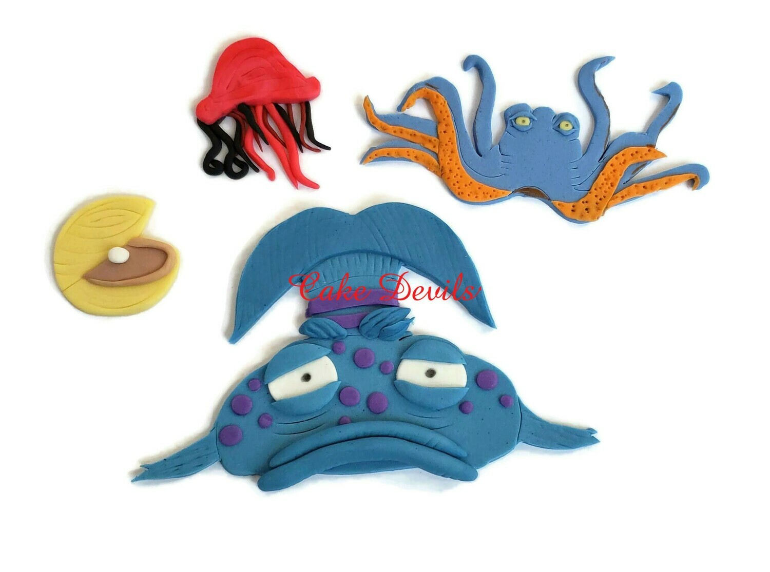 Pout Pout Fish fondant Cake Toppers perfect for an Ocean Life Birthday Cake